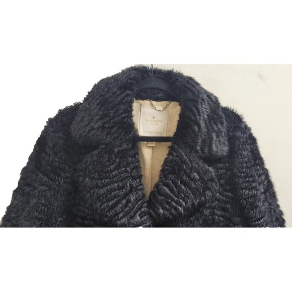 Kate Spade New York Faux Fur Coat Women’s M Elegant Textured Plush Winter Jacket - Picture 4 of 14